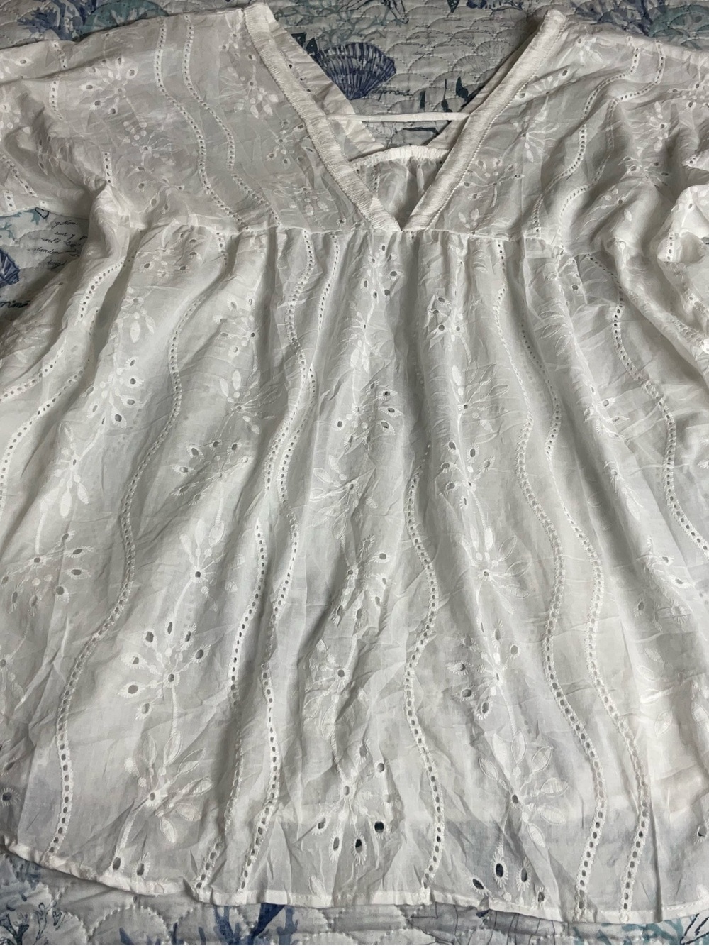 Cupshe White Eyelet V-Neck Boho Tunic